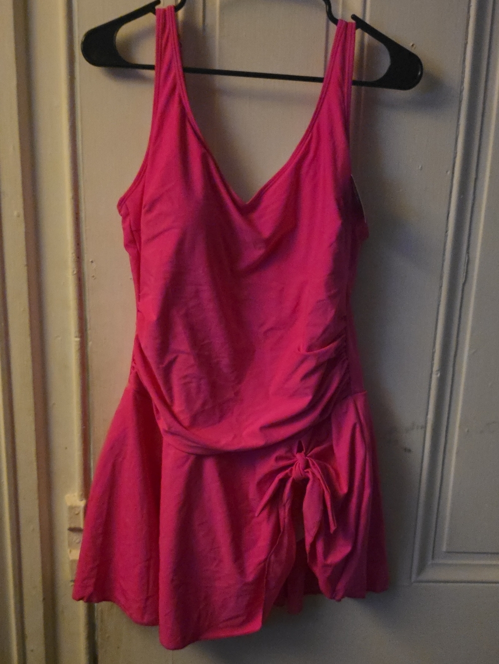 Women’s Hot Pink Sleeveless Swimsuit with Side Tie